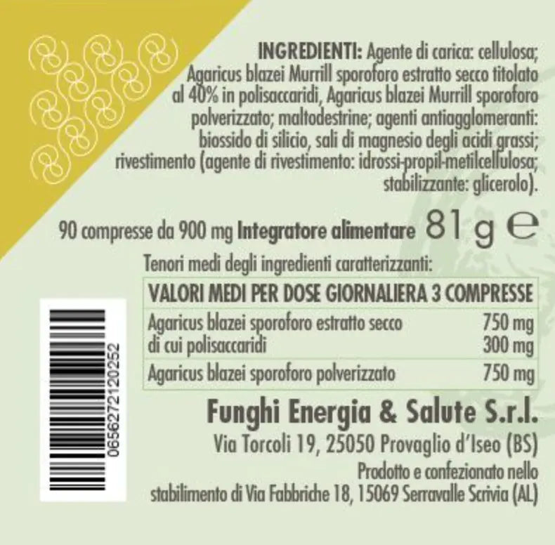 Agaricus blazei Plus - Energy and Health Mushrooms Wellfit Store Integratori