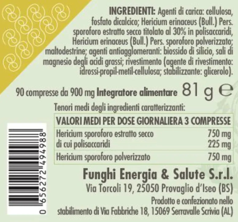 Hericium Plus - Mushroom Energy and Nature Wellfit Store Integratori